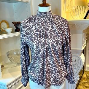 NATION LTD Leopard print 100% cotton mock neck top size medium